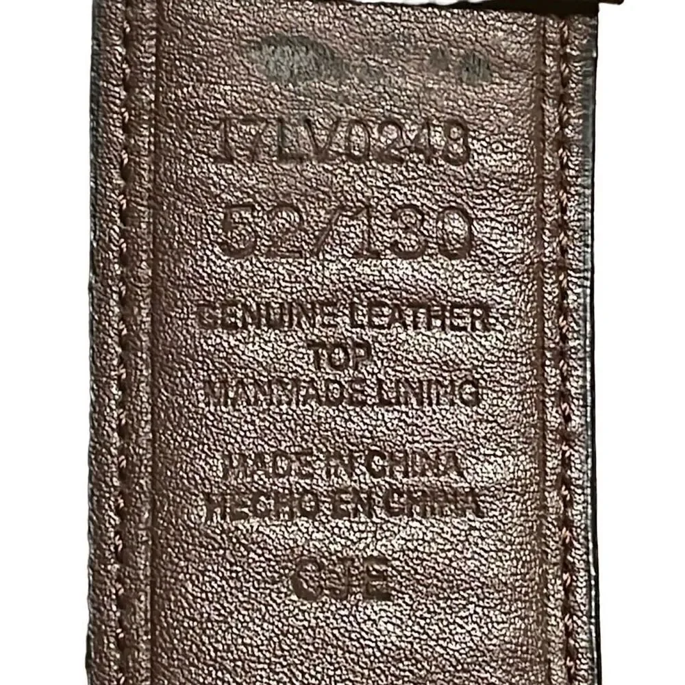 Levi Strauss heavy buckle belt black size 52 leather top manmade lining 16 holes